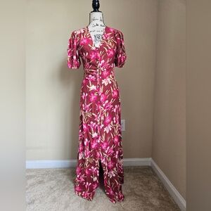 Faherty Sorrento Maxi Dress Womens S Button Front Short Sleeve Boho Fall